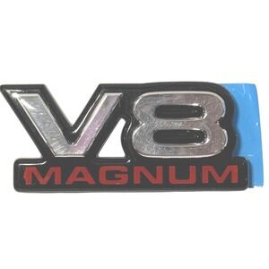 Mopar V8 Magnum Emblem Nameplate Chrome Red Black Dodge Dakota 55076570 NEW
